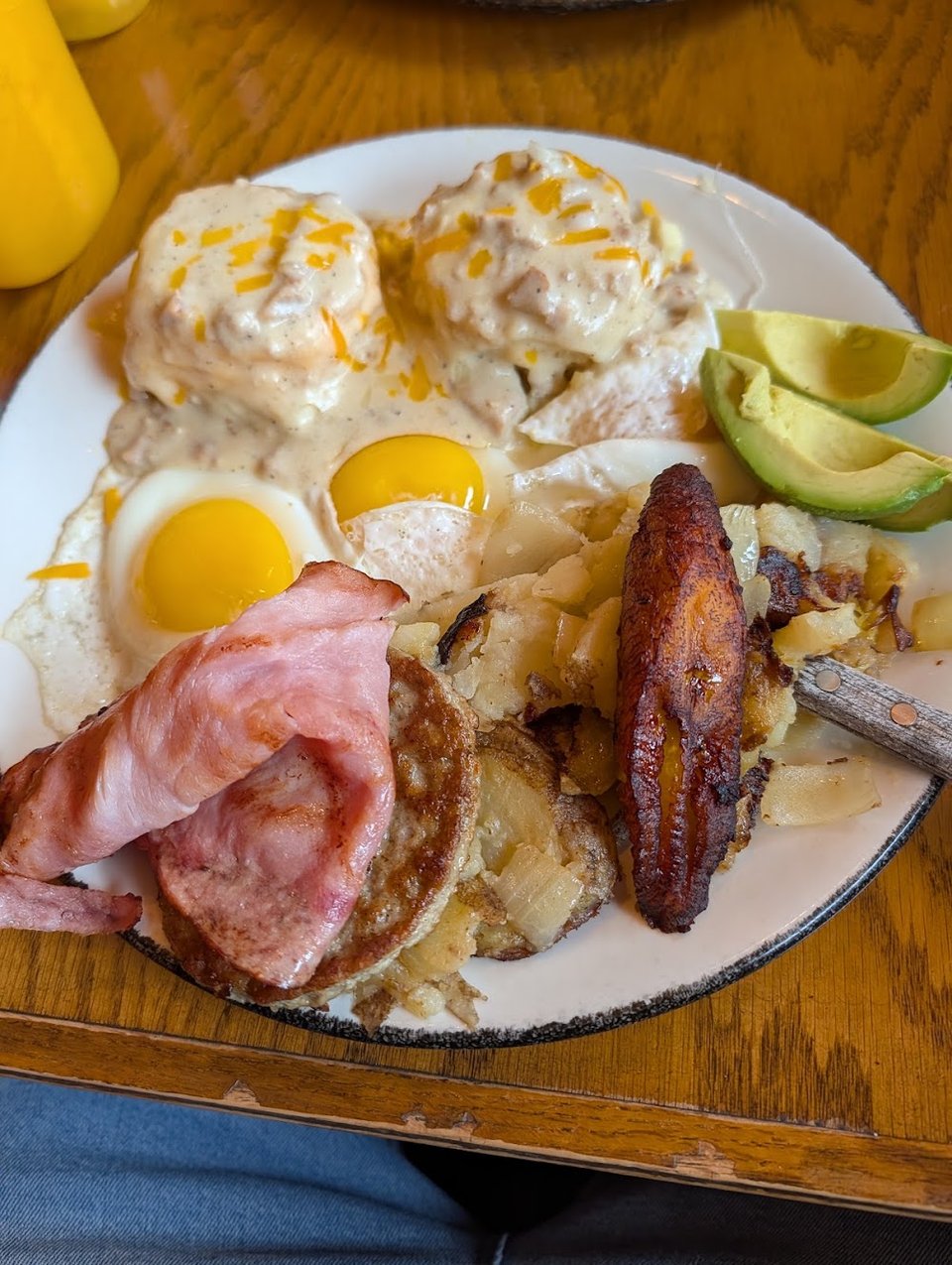 Ham Steak and 2 Fried Eggs